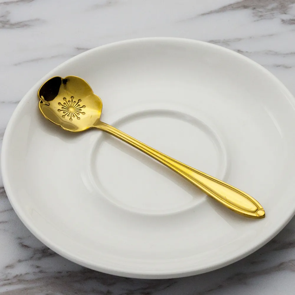 Gold-Plated Stainless Steel Floral Stirring Spoon