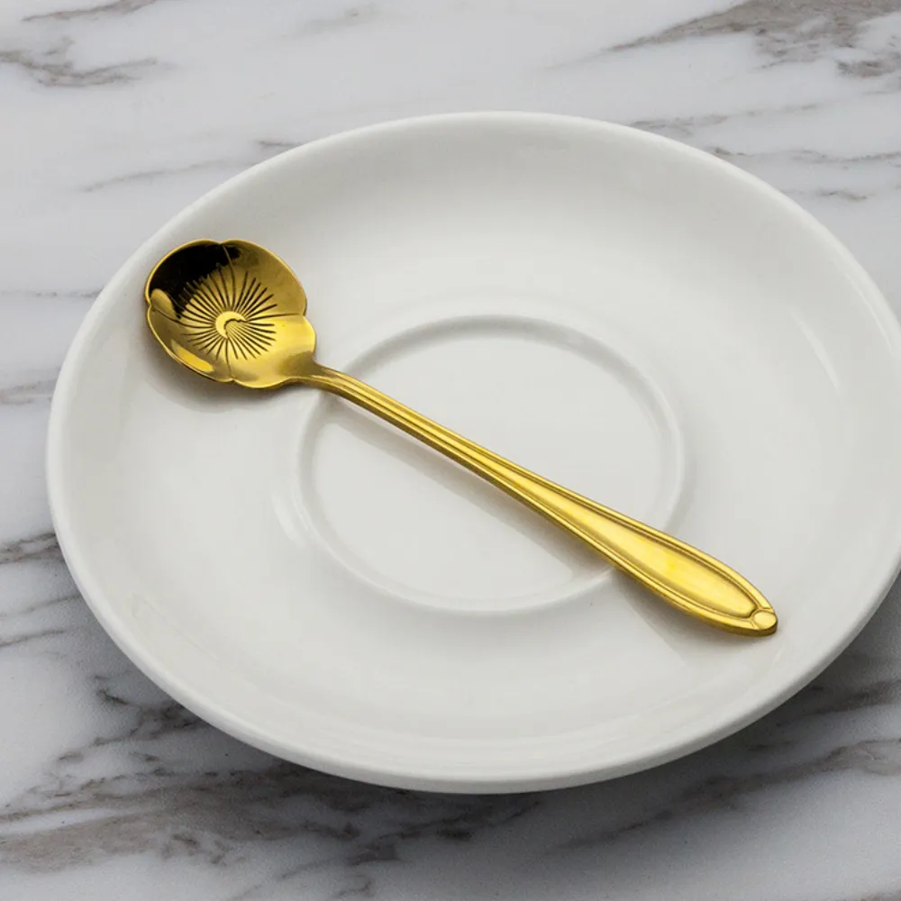 Gold-Plated Stainless Steel Floral Stirring Spoon