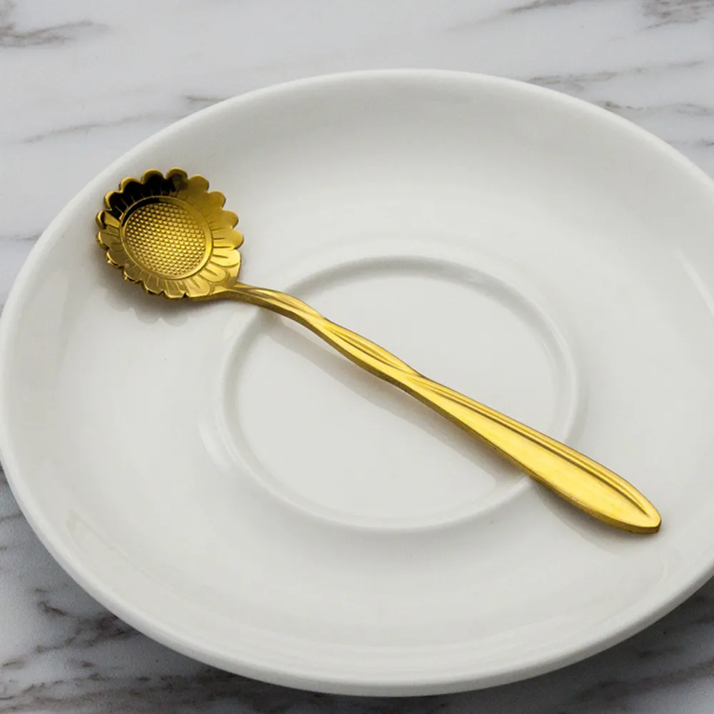 Gold-Plated Stainless Steel Floral Stirring Spoon