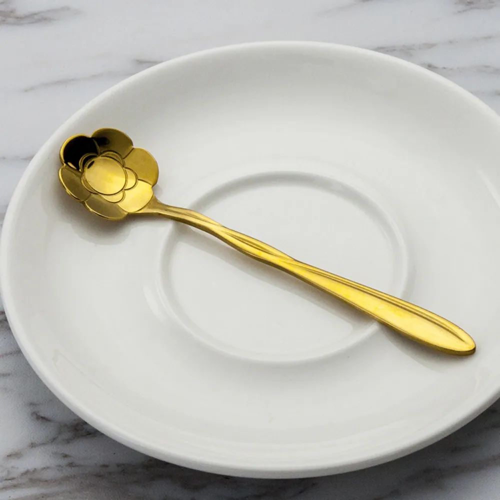 Gold-Plated Stainless Steel Floral Stirring Spoon