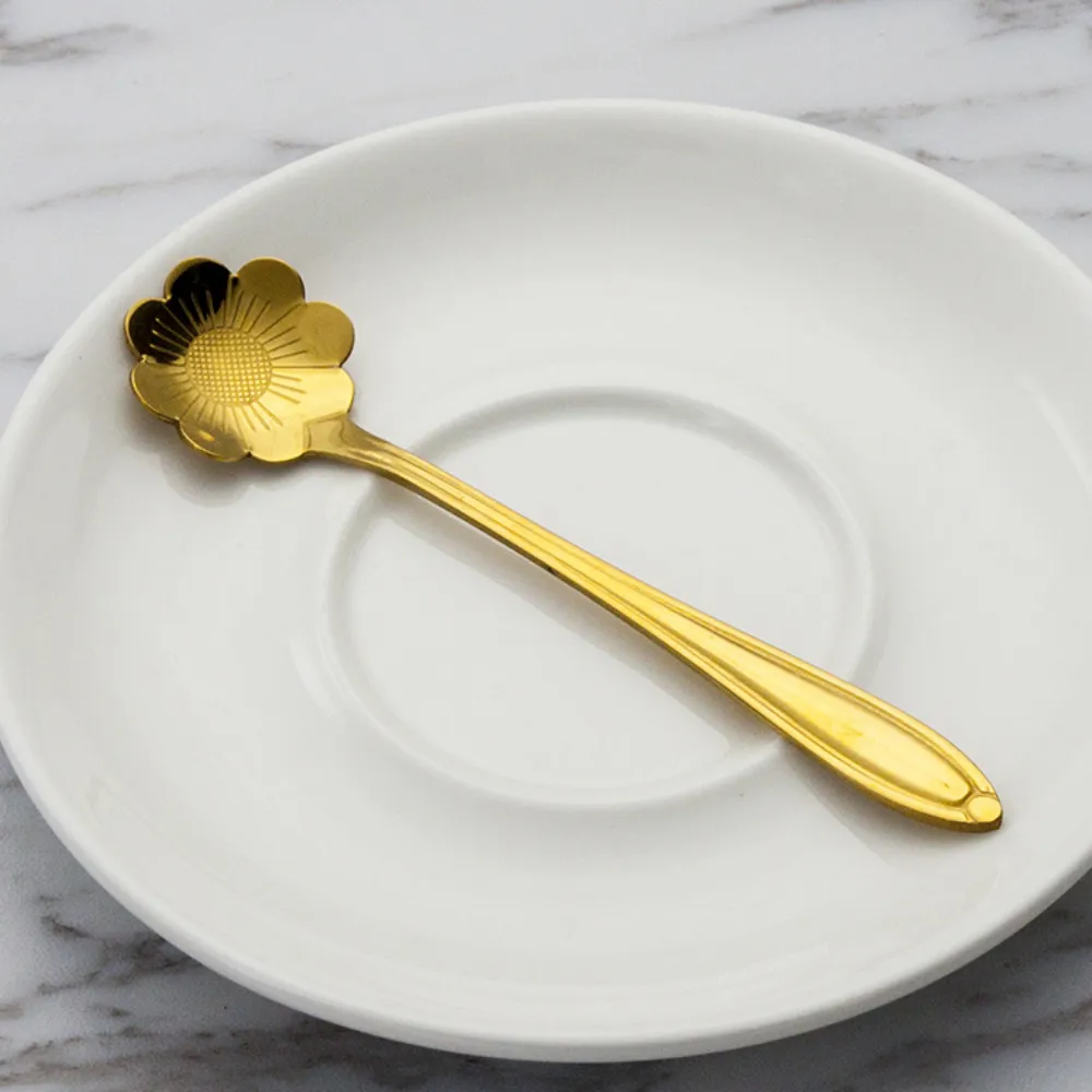 Gold-Plated Stainless Steel Floral Stirring Spoon