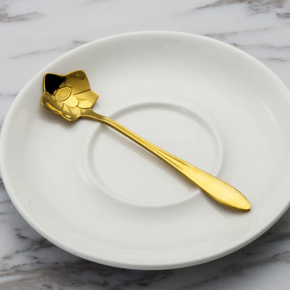 Gold-Plated Stainless Steel Floral Stirring Spoon