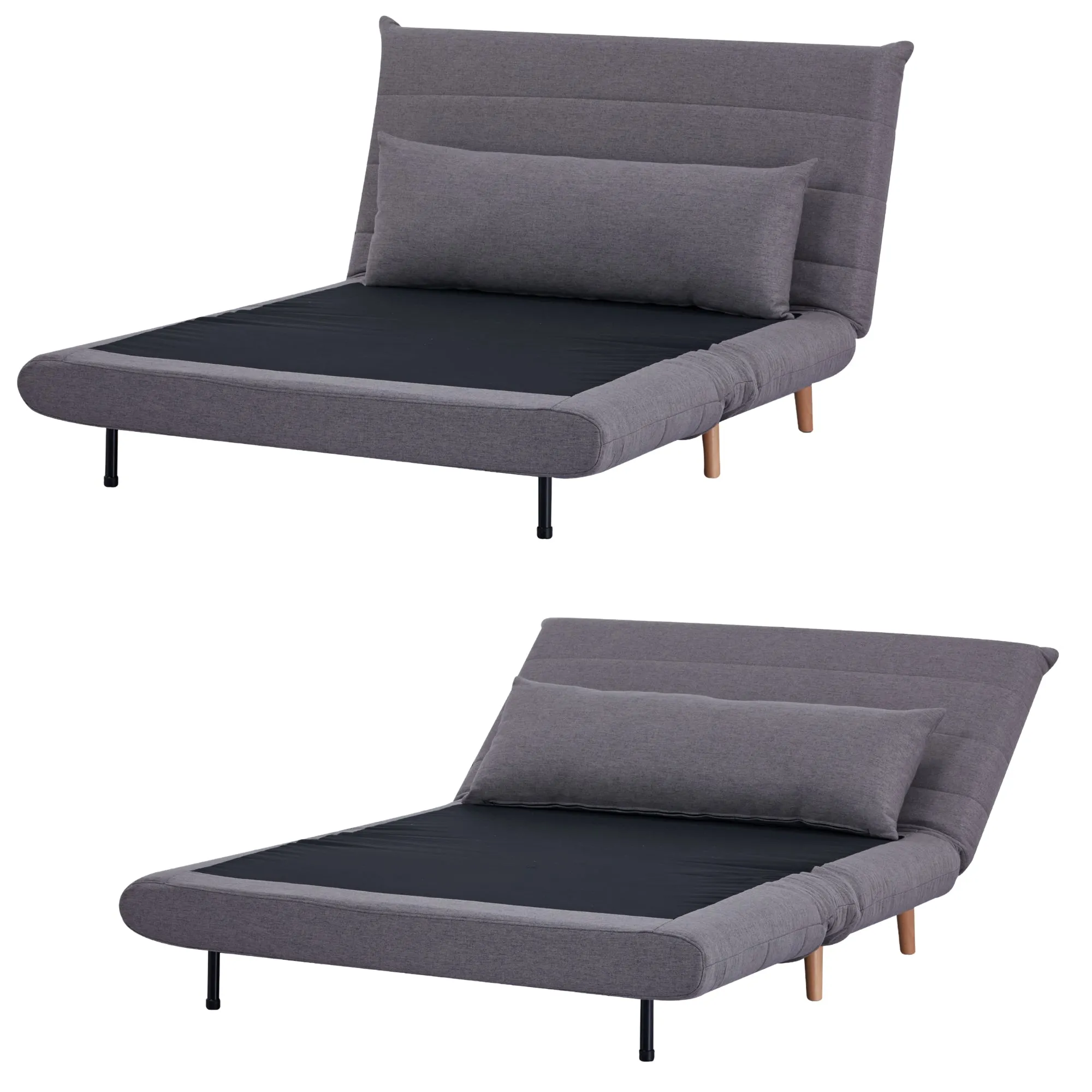 Graphite Fabric Sofa Bed, 2-Seater, Pine Frame, Scandinavian