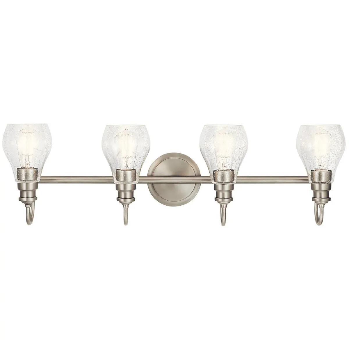 Greenbrier 34 In 4-Lights Bathroom Vanity Light With Clear Seeded Glass, Brushed Nickel Finish