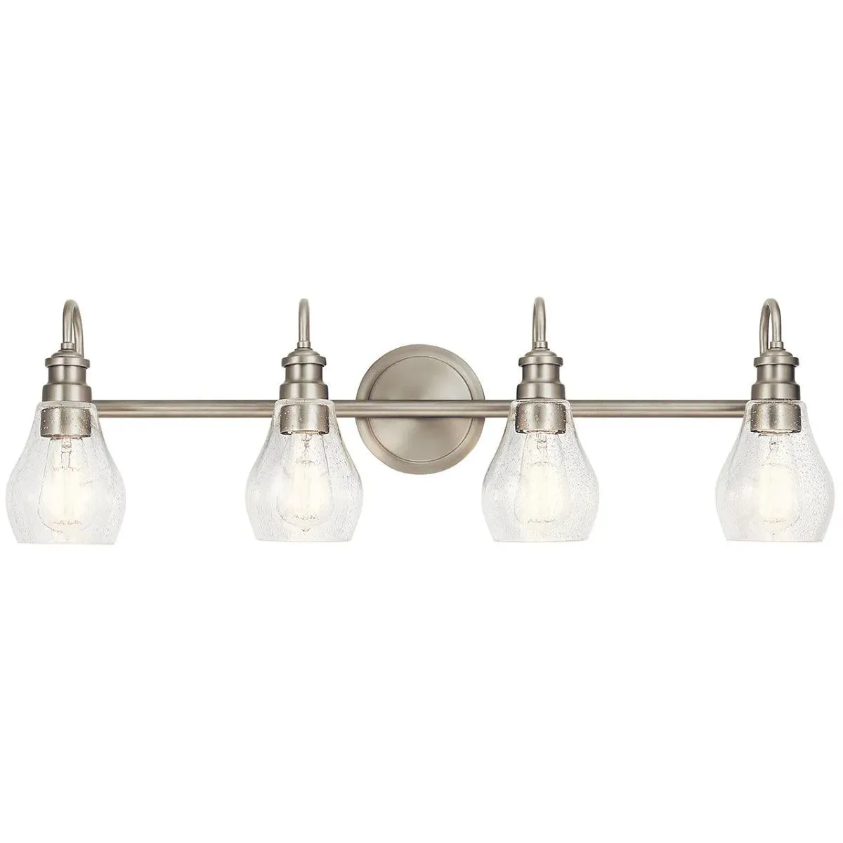 Greenbrier 34 In 4-Lights Bathroom Vanity Light With Clear Seeded Glass, Brushed Nickel Finish