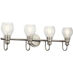 Greenbrier 34 In 4-Lights Bathroom Vanity Light With Clear Seeded Glass, Brushed Nickel Finish