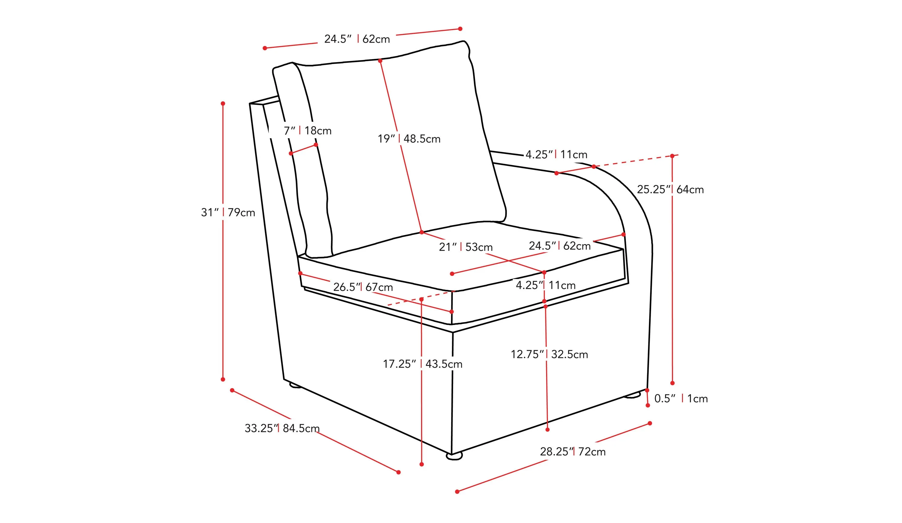 Grey Outdoor Sectional Right Arm Chair