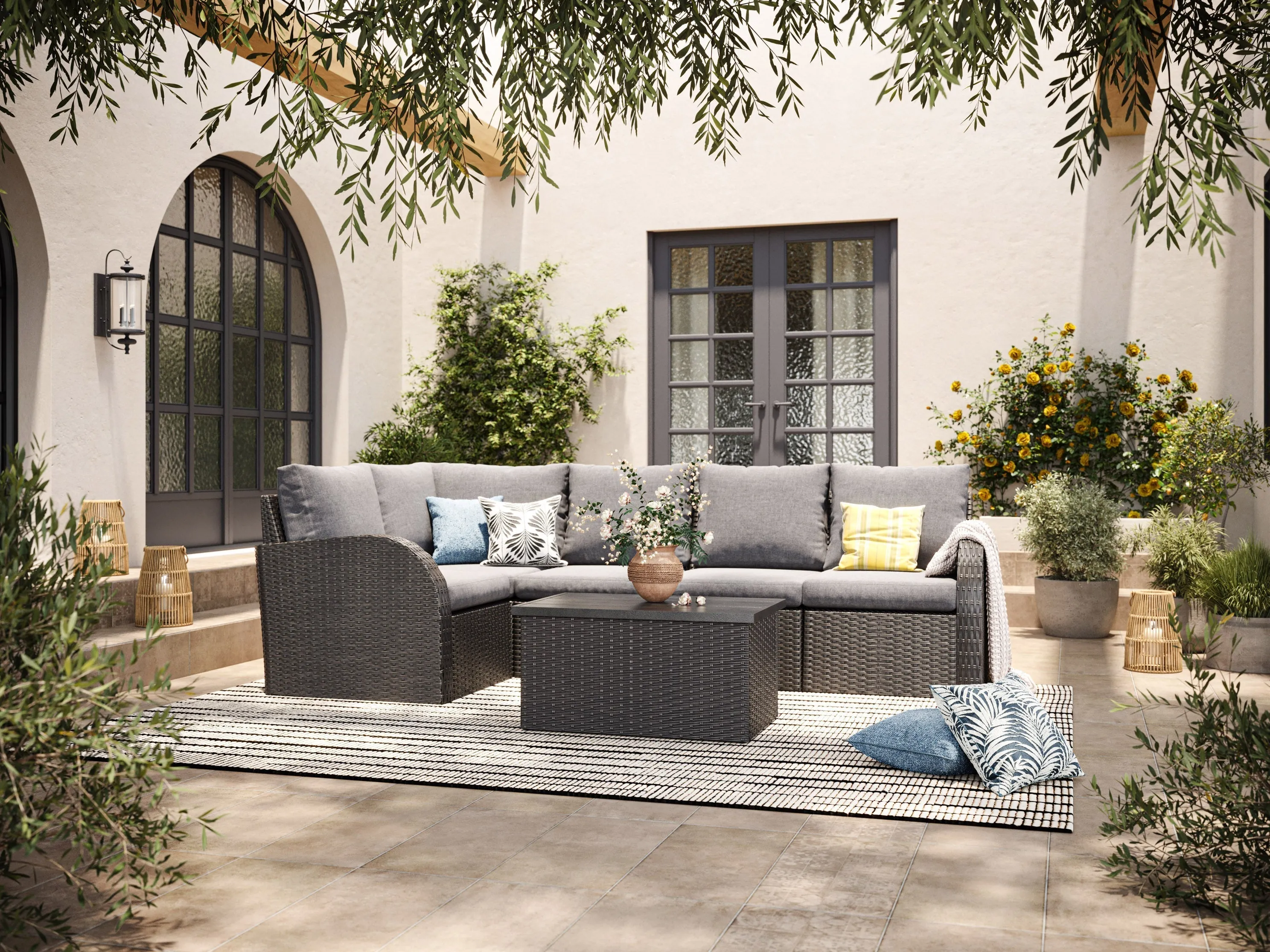 Grey Outdoor Sectional Right Arm Chair