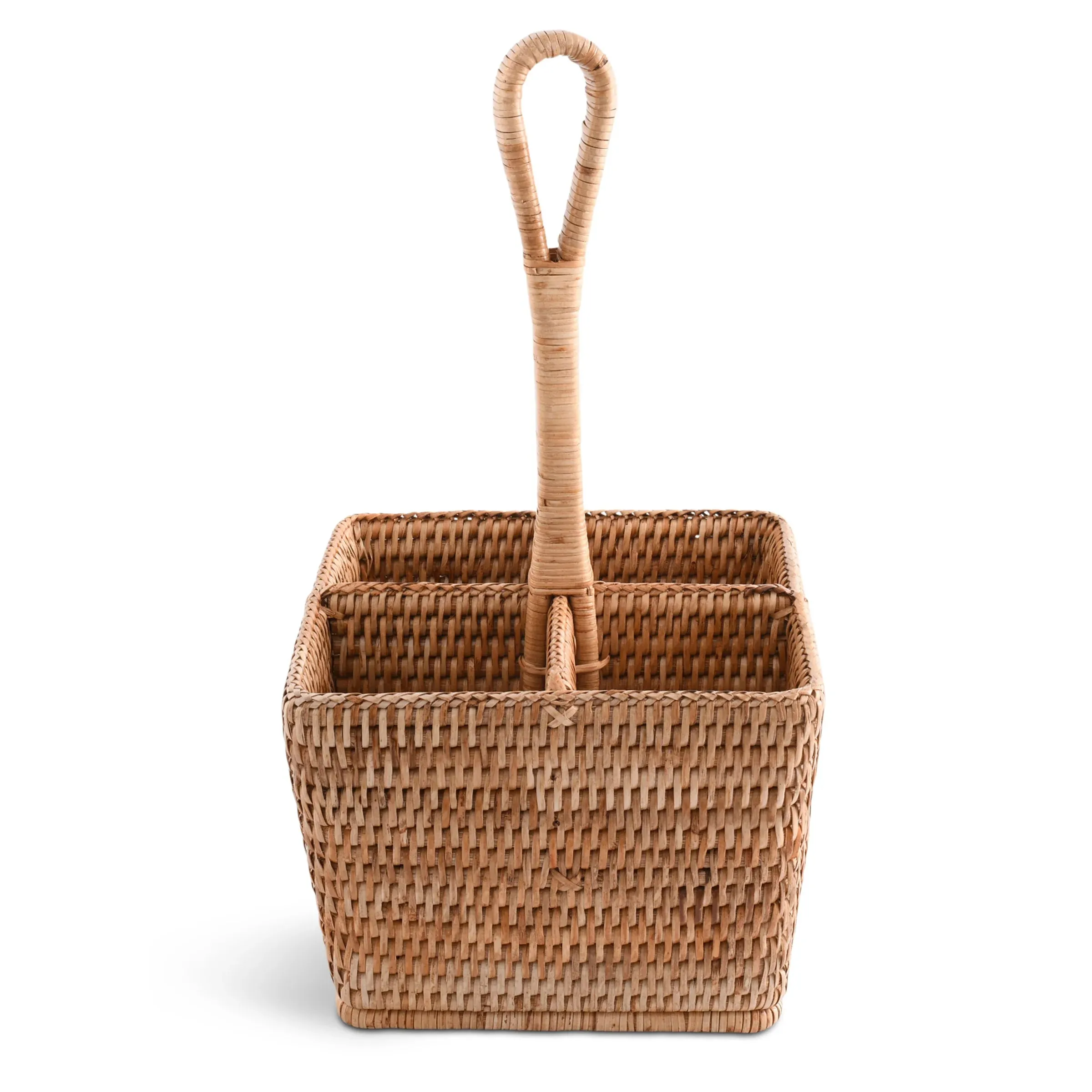 Hand Woven Wicker Rattan Flatware Caddy