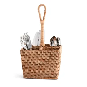 Hand Woven Wicker Rattan Flatware Caddy