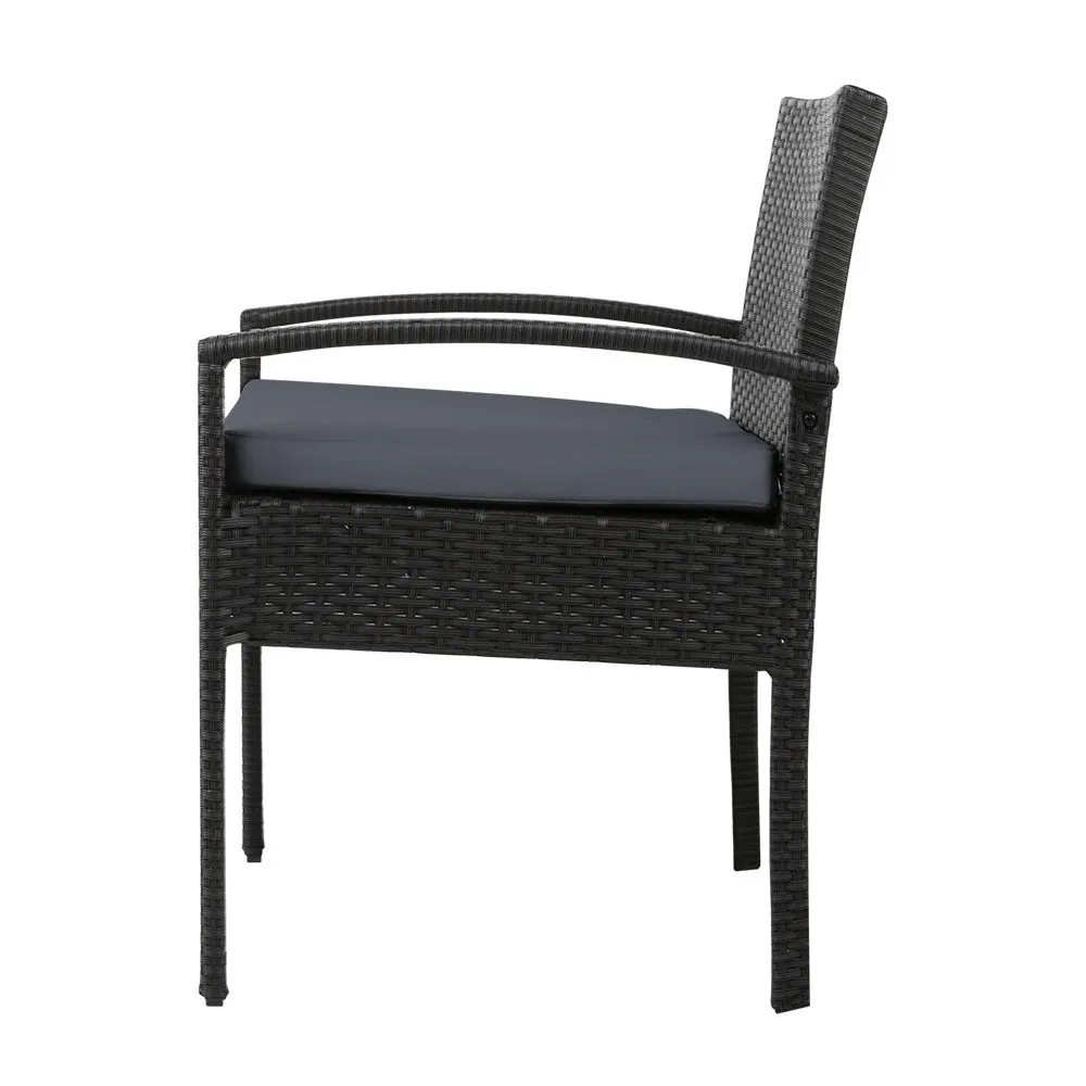 Harold 2-Seater Furniture 3-Piece Outdoor Setting - Black