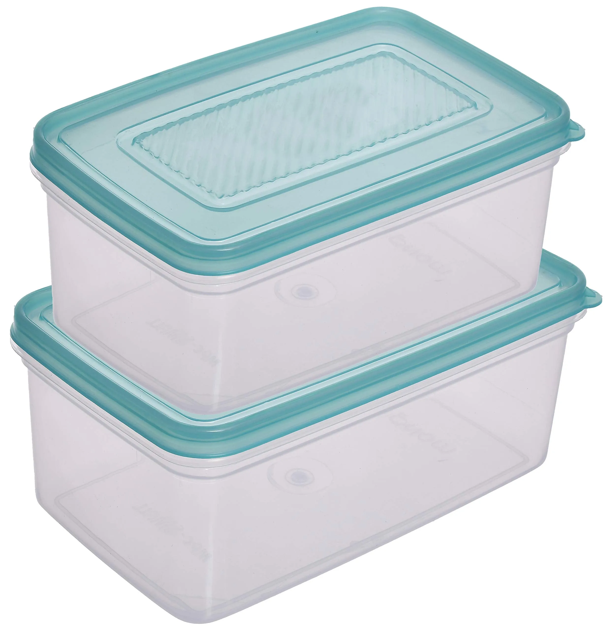 Heart Home Plastic Multipurpose MPC Small & Big Transparent Air Tight Food Storage Kitchen Container (Set of 2, Green)- HEART3590