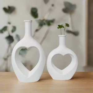 Heart-Shaped Hollow Ceramic Vase Big