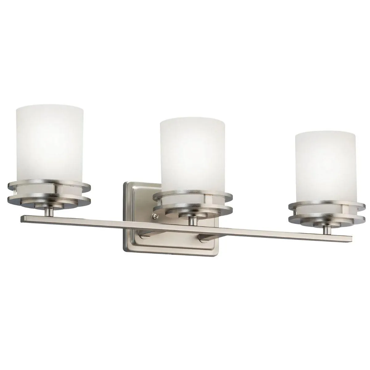 Hendrik 24 In 3-Lights Bathroom Vanity Light With Satin Etched Cased Opal Glass, Brushed Nickel Finish