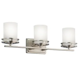 Hendrik 24 In 3-Lights Bathroom Vanity Light With Satin Etched Cased Opal Glass, Brushed Nickel Finish