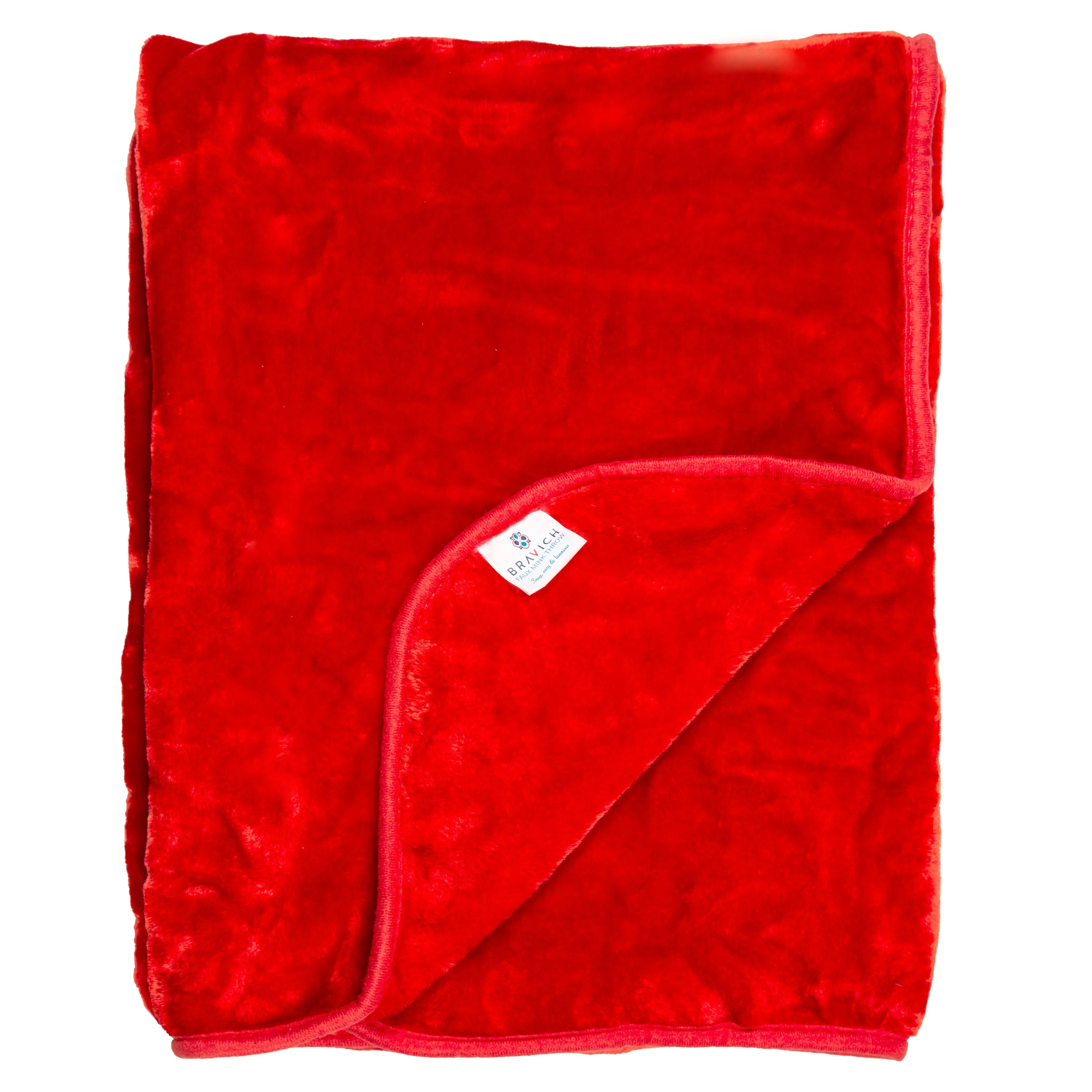 Hibernate Cosy Collection Soft Faux Mink Throw Thick Luxury Blanket - Red