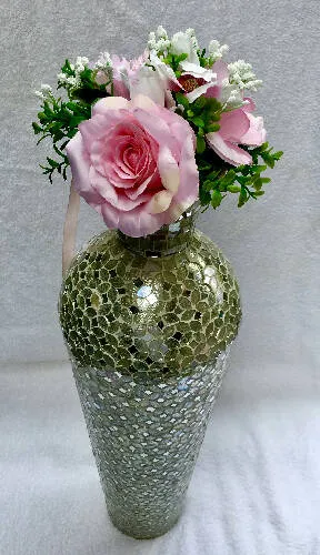 Home Decor Mosaic Floor Vase With Glass