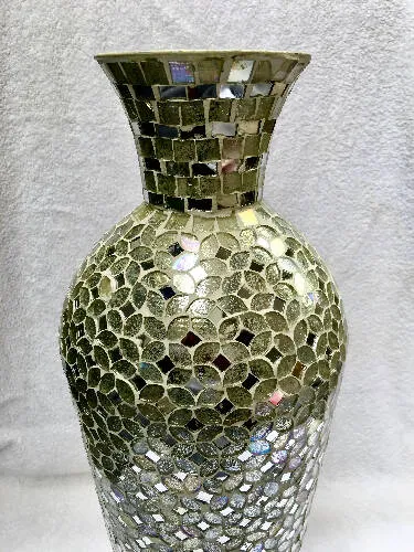 Home Decor Mosaic Floor Vase With Glass