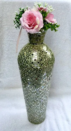 Home Decor Mosaic Floor Vase With Glass