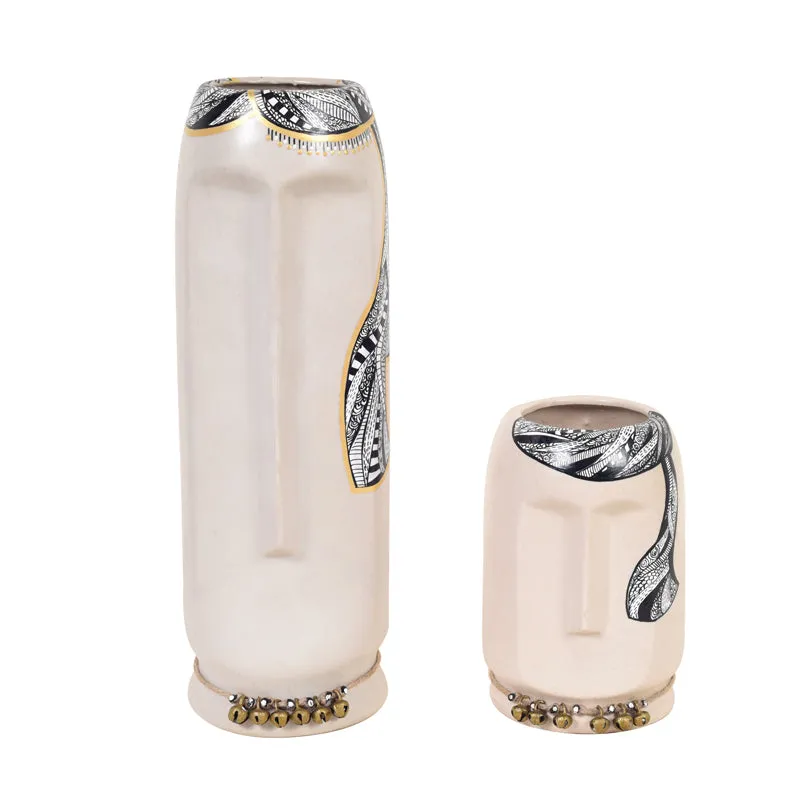 Ilasia Tribal Vase (White) - Set Of Two