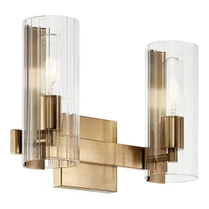 Jemsa 13 In 2-Lights Bathroom Vanity Light With Clear Fluted Glass, Bronze Finish