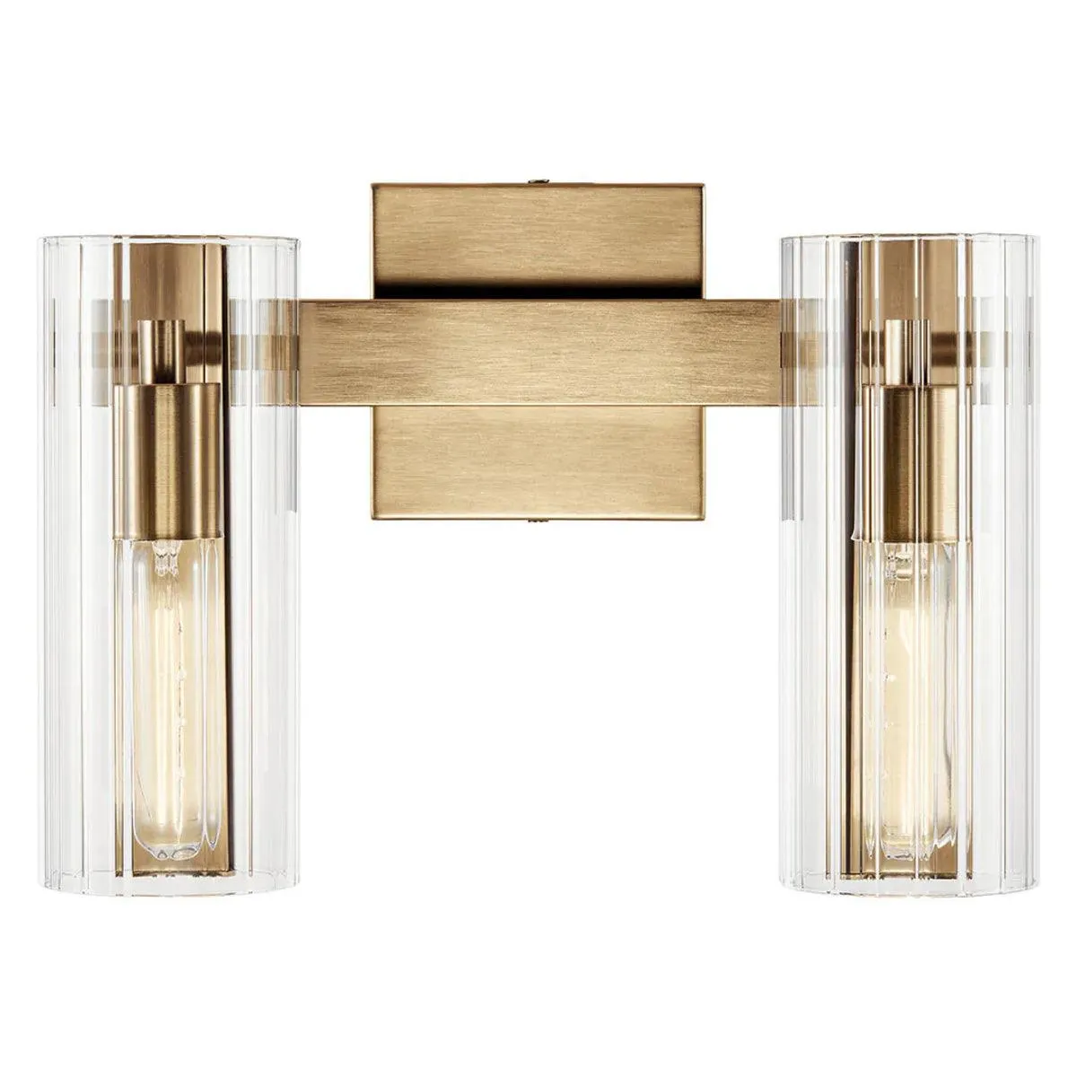 Jemsa 13 In 2-Lights Bathroom Vanity Light With Clear Fluted Glass, Bronze Finish