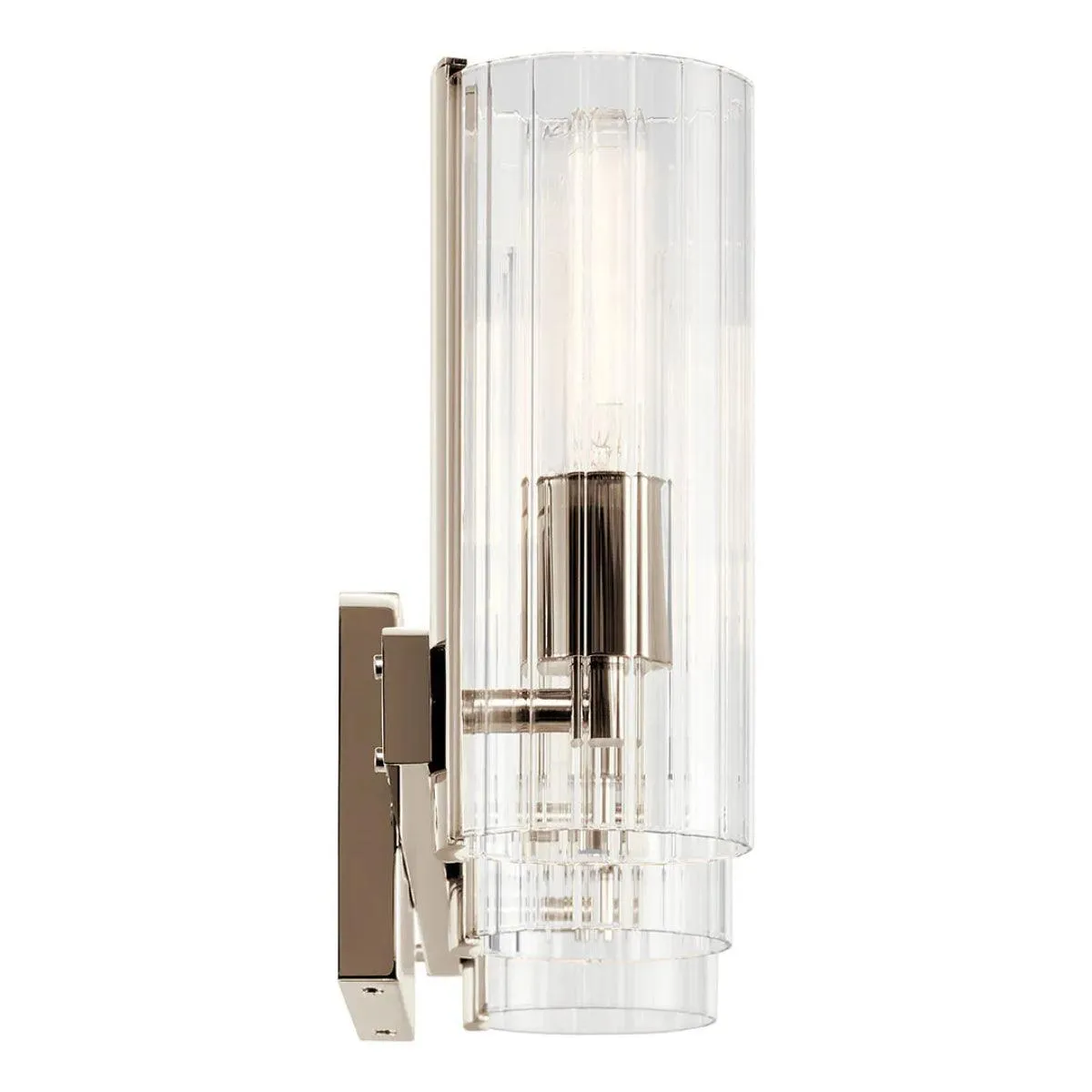 Jemsa 23 In 3-Lights Bathroom Vanity Light With Clear Fluted Glass, Polished Nickel Finish