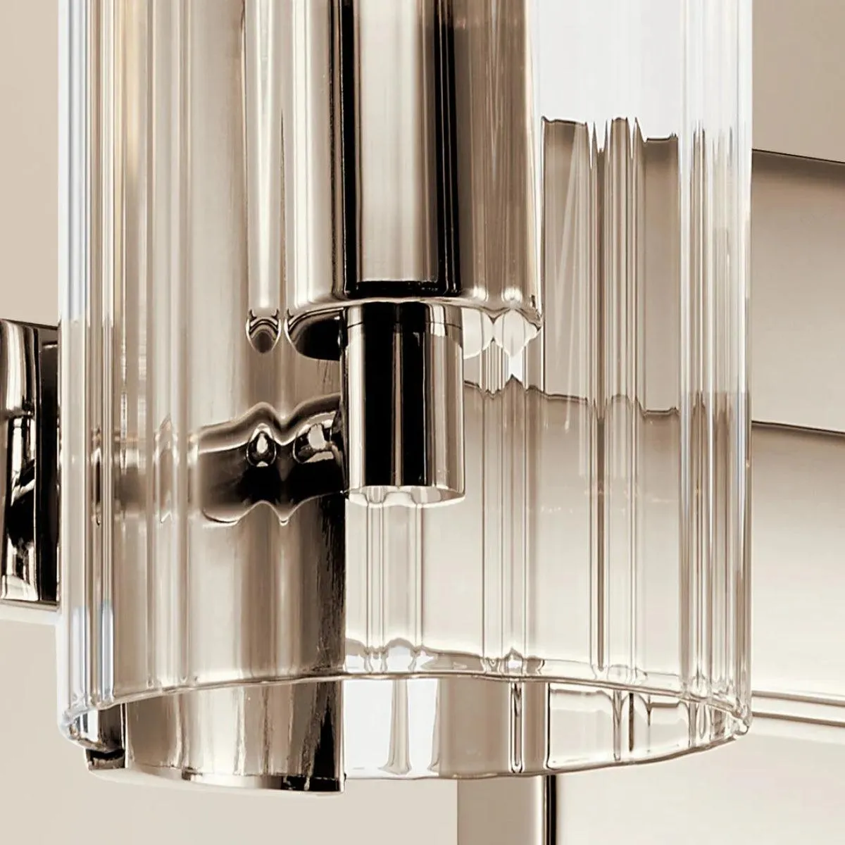 Jemsa 23 In 3-Lights Bathroom Vanity Light With Clear Fluted Glass, Polished Nickel Finish