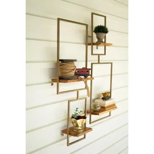 Kalalou - IRON AND WOOD WALL UNIT WITH 4 SHELVES - NJH2069