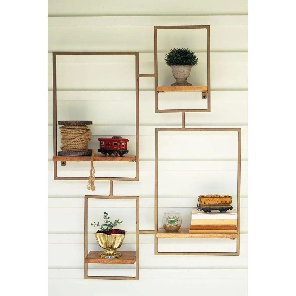 Kalalou - IRON AND WOOD WALL UNIT WITH 4 SHELVES - NJH2069