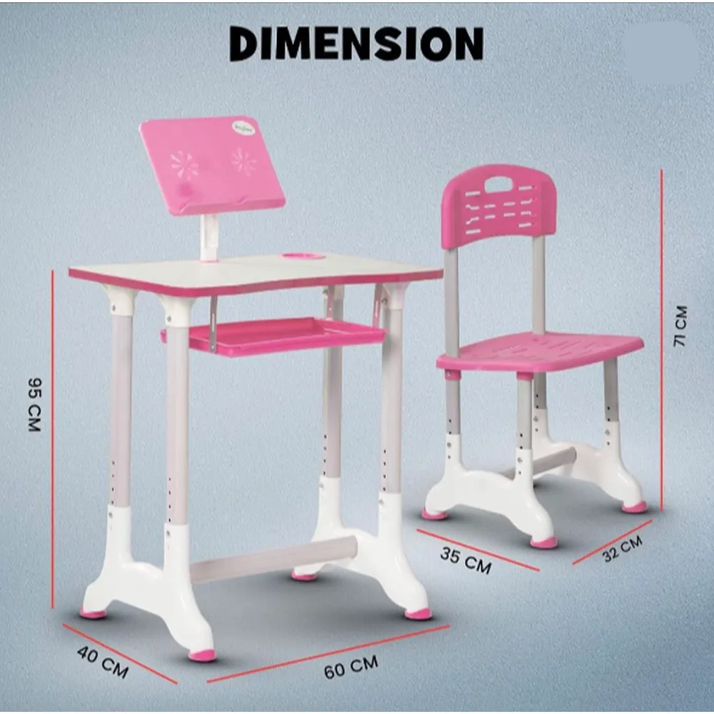 Kids Height Adjustable Study Desk With Tablet Holder B-70 Pink