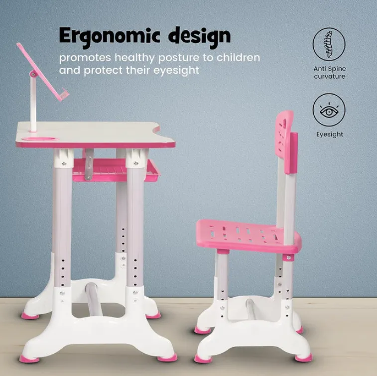 Kids Height Adjustable Study Desk With Tablet Holder B-70 Pink