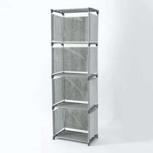 Kuber Industries (Pack of 6) 4 Layer Book Rack | Book Cabinet Shelves for Bedroom Office Living Room | Storage Shelve for Books Storage Organizer | Adjustable Shelf Rack | SJ04G | Grey