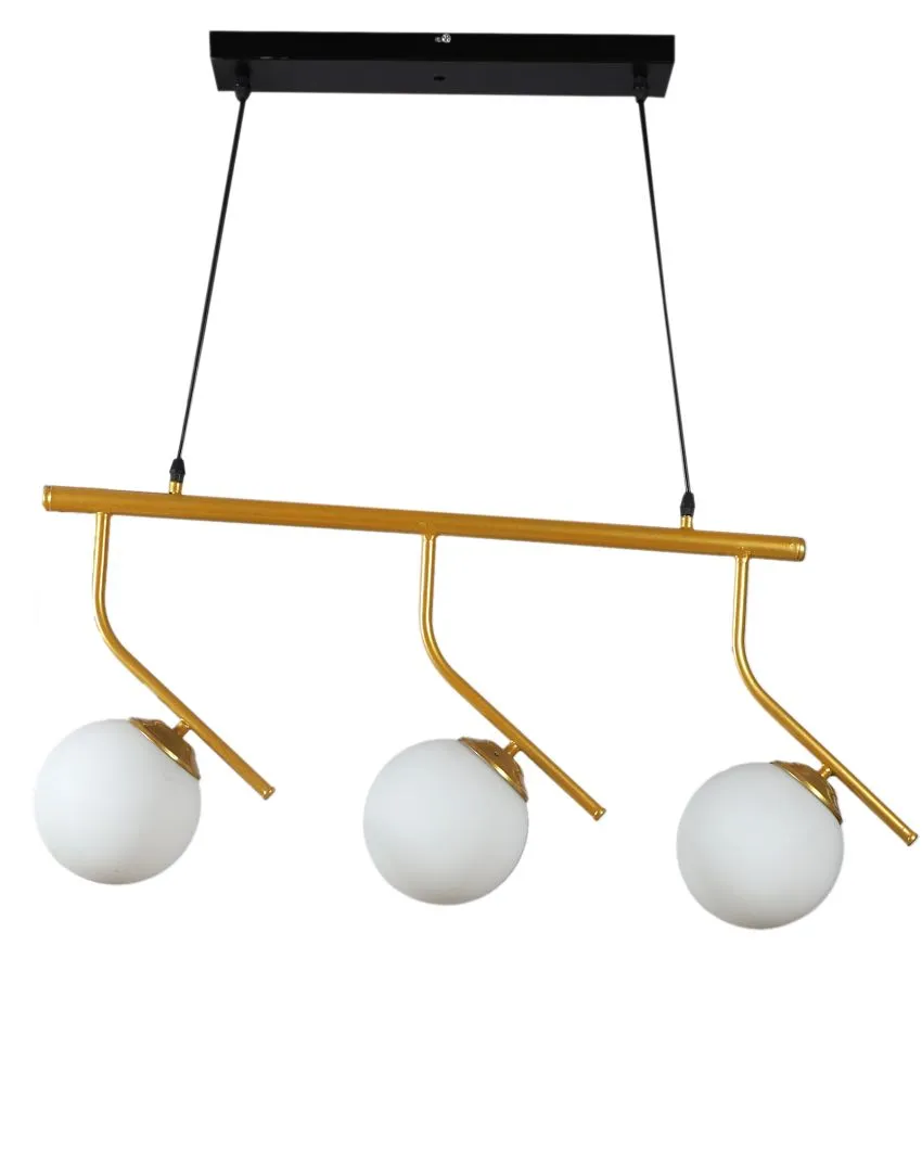 L Shape 3 Lights Cluster Hanging In Golden Finish Ceiling Lamp