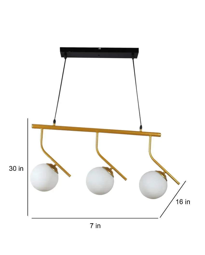 L Shape 3 Lights Cluster Hanging In Golden Finish Ceiling Lamp