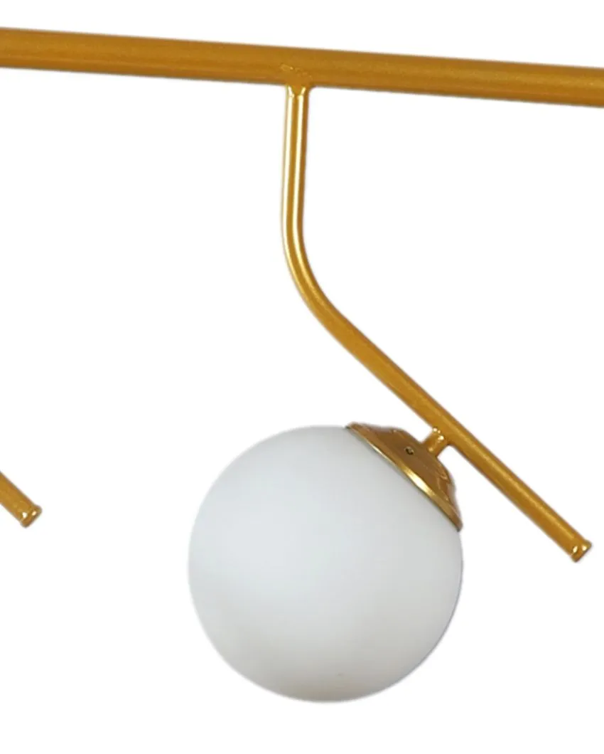 L Shape 3 Lights Cluster Hanging In Golden Finish Ceiling Lamp