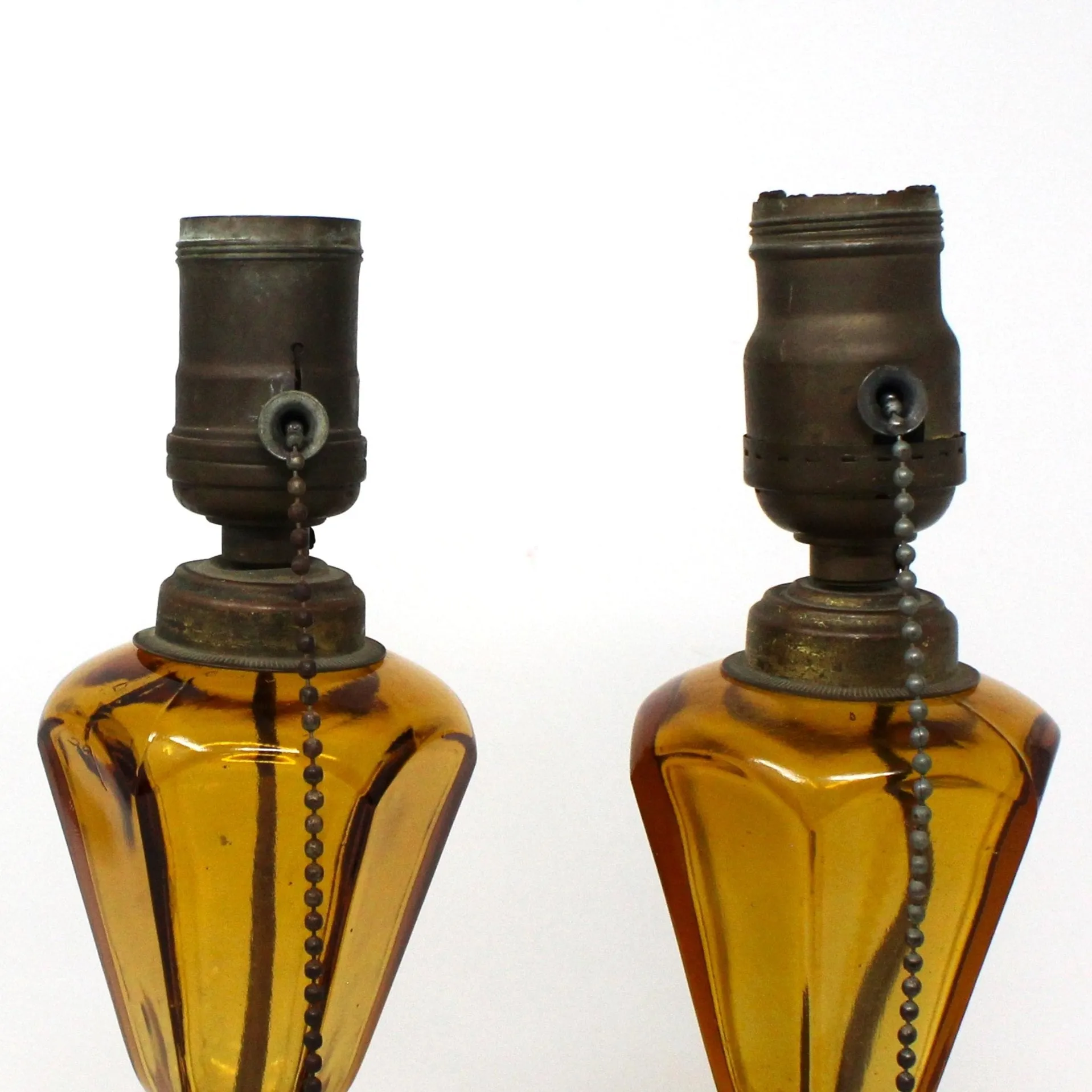 Lamp, Table Lamps, Westmoreland, Amber Glass Lamps, Oil Lamp Base, Set of 2, Vintage