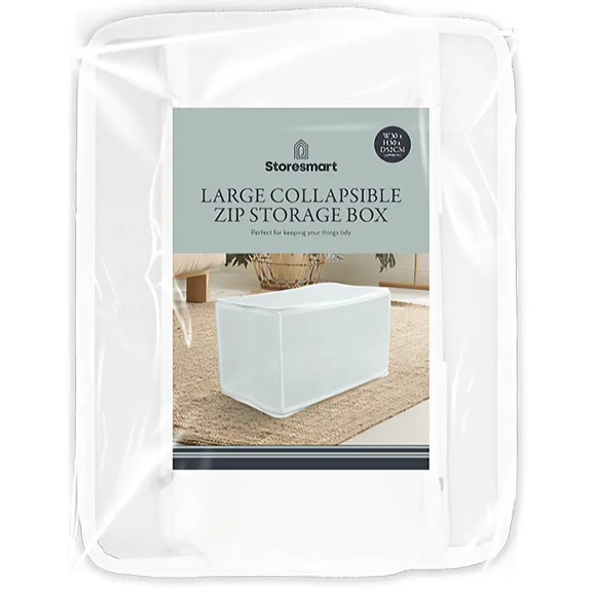 Large Collapsible Zip Storage Box, 30 x 52 x 30cm