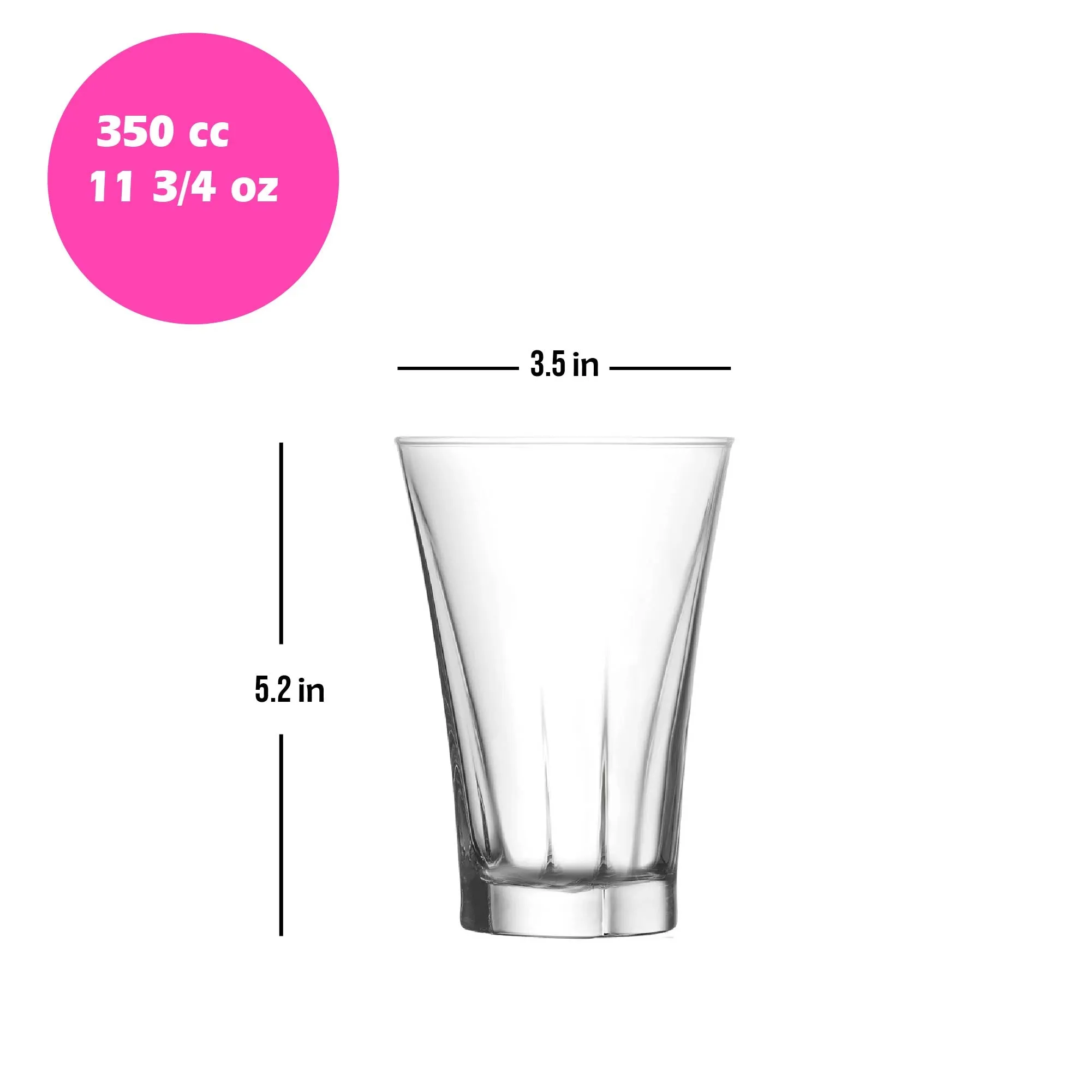 Lav Truva Long Drink Glass Set, 6 Pcs, 11.75 Oz (350 cc)