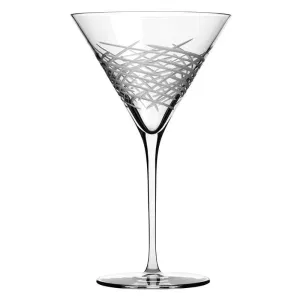 Libbey 9136/69477 Reverse Series 10 oz. Round Crosshatch Martini Glass with Stemmed Base and Sheer Rim, Case of 12 Pcs