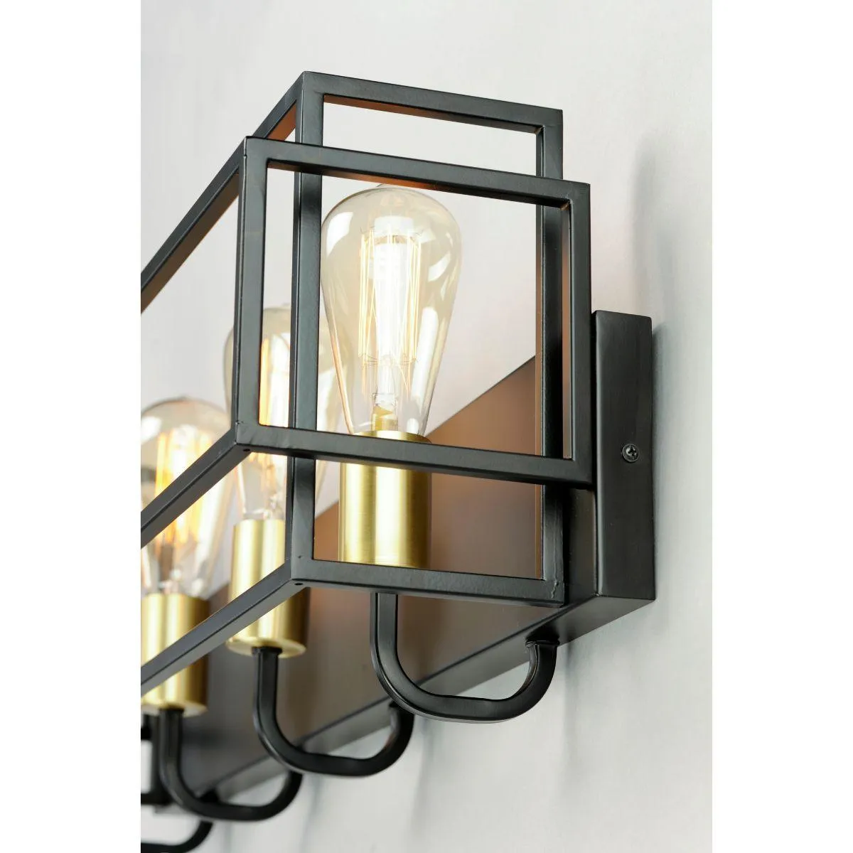 Liner 29 in. 4 Lights Vanity Light Black & Satin Brass Finish