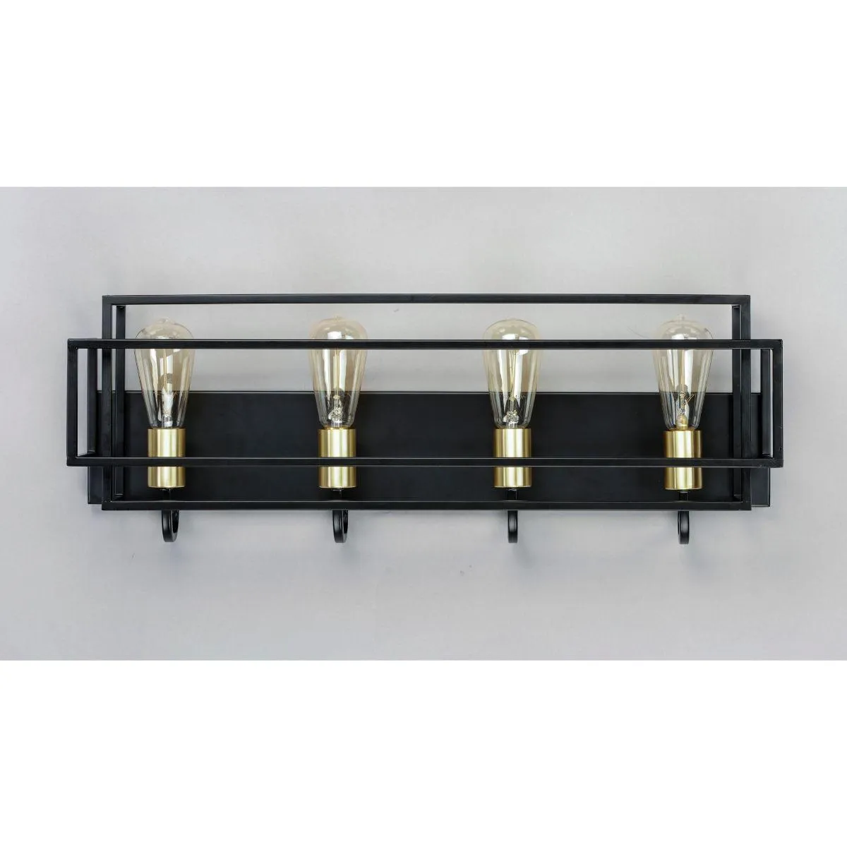 Liner 29 in. 4 Lights Vanity Light Black & Satin Brass Finish