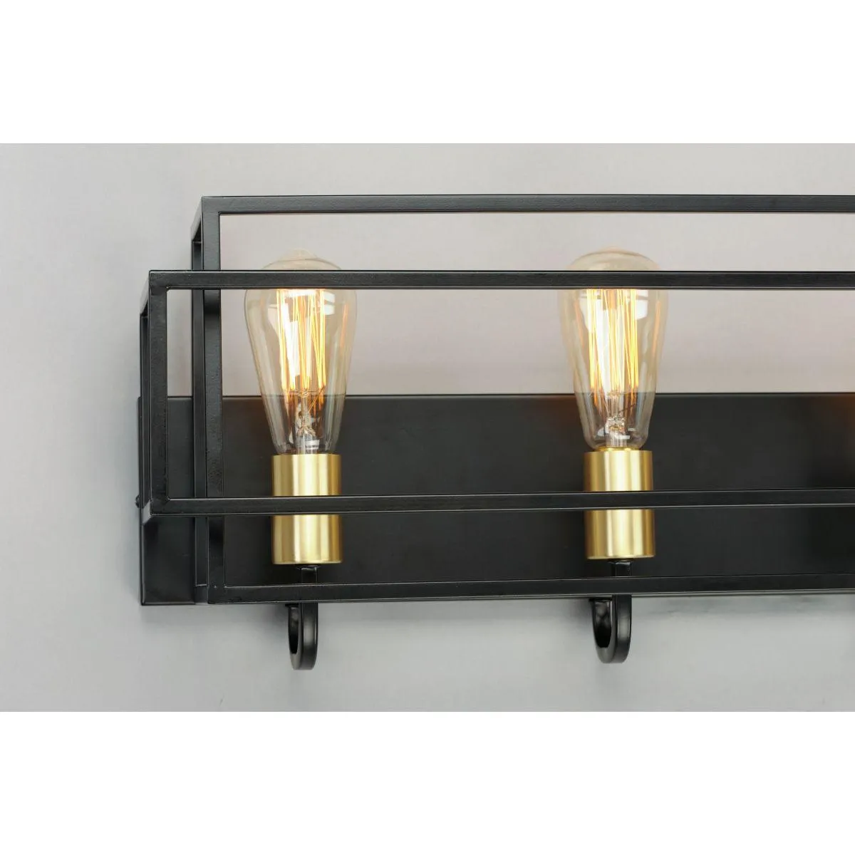 Liner 29 in. 4 Lights Vanity Light Black & Satin Brass Finish