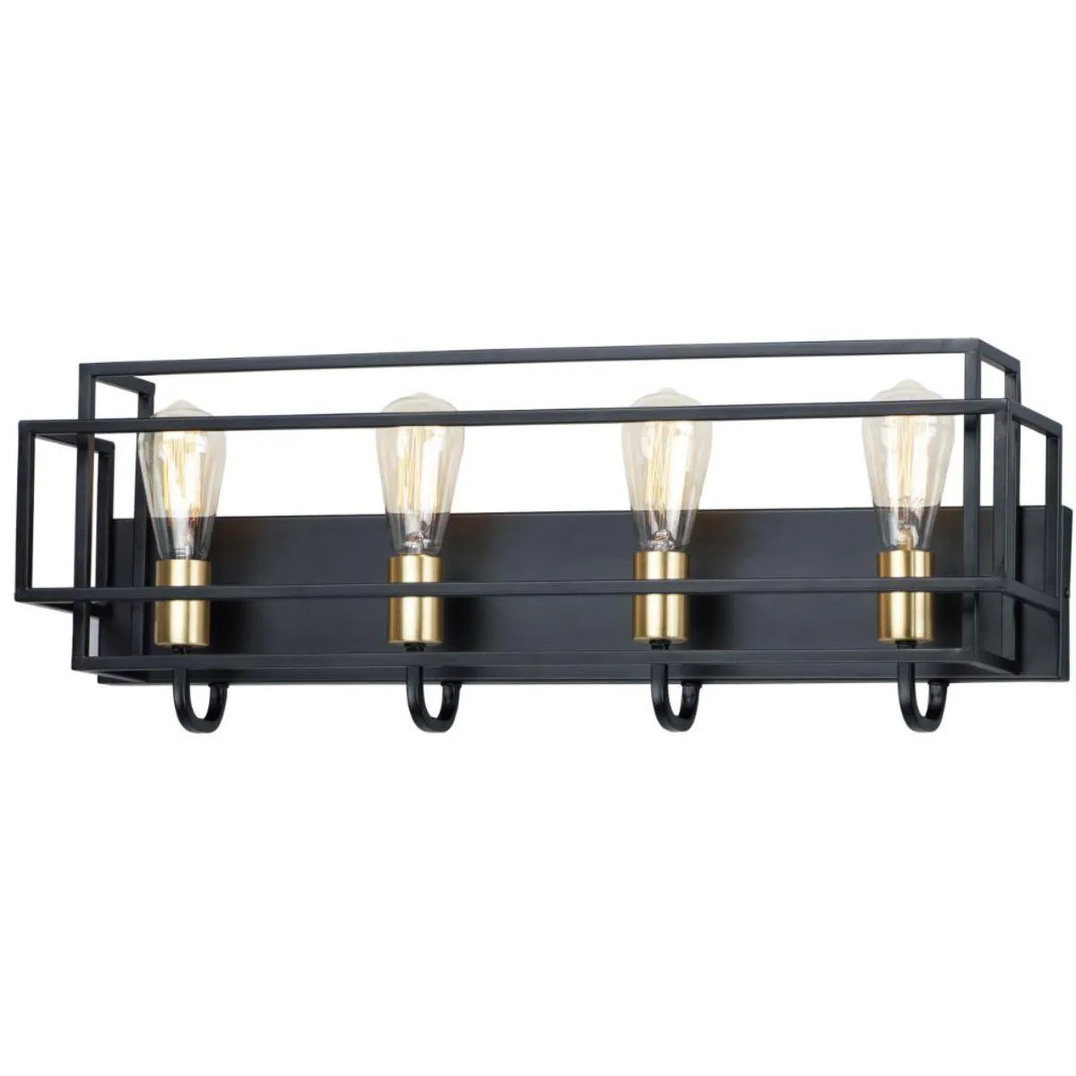 Liner 29 in. 4 Lights Vanity Light Black & Satin Brass Finish