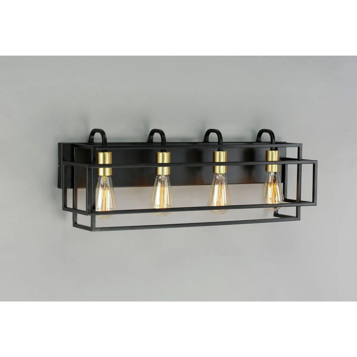 Liner 29 in. 4 Lights Vanity Light Black & Satin Brass Finish