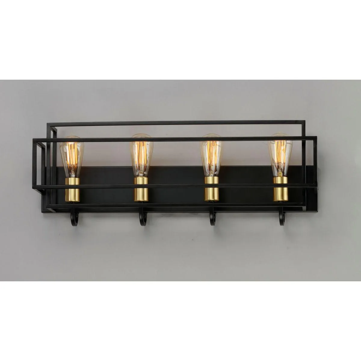 Liner 29 in. 4 Lights Vanity Light Black & Satin Brass Finish