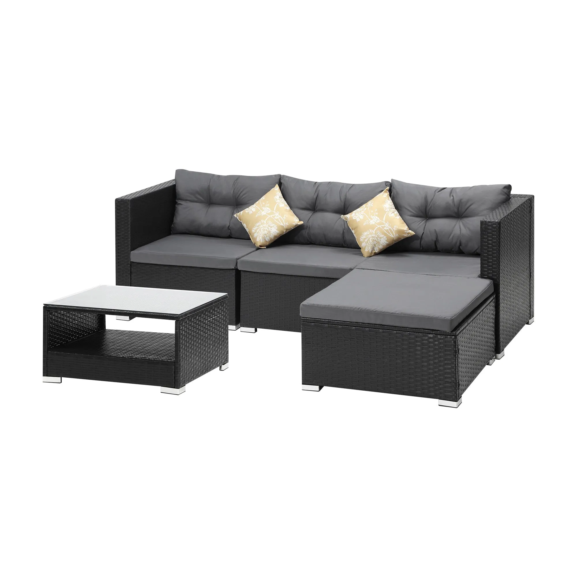 Livsip Outdoor Sofa Set 4 Seater Corner Modular Lounge Setting Patio Furniture