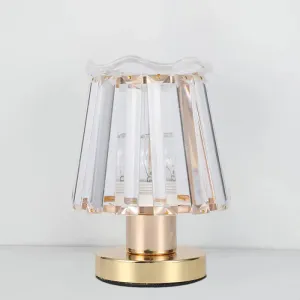 Louise - Gold Beveled Crystal Prisms Tapered Desk Light Minimalist 1 Light Reading Lamp in Gold