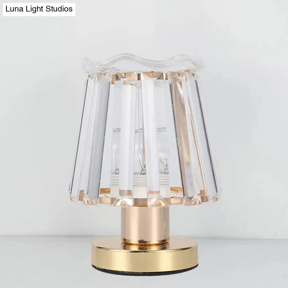 Louise - Gold Beveled Crystal Prisms Tapered Desk Light Minimalist 1 Light Reading Lamp in Gold