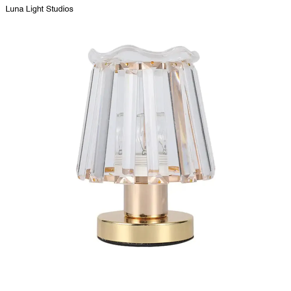 Louise - Gold Beveled Crystal Prisms Tapered Desk Light Minimalist 1 Light Reading Lamp in Gold